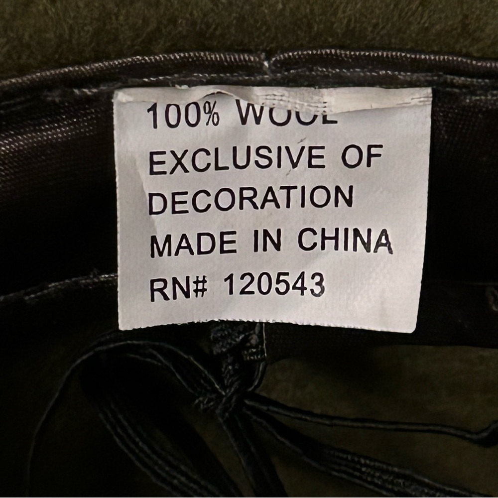 Olive Green Felted Wool Fedora OSFM - Picture 8 of 9